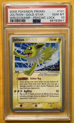 PSA 10 2008 Pokemon Promo Jolteon - Gold Star Wrld.Champ - Psychic Lock #101 - Image 1