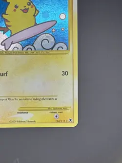 Pokemon TCG— Surfing Pikachu Holo 114/111 Rising Rivals Secret Rare -Holo Bleed - Image 4