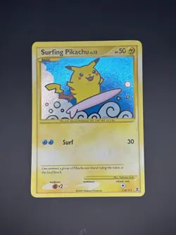 Pokemon TCG— Surfing Pikachu Holo 114/111 Rising Rivals Secret Rare -Holo Bleed - Image 5