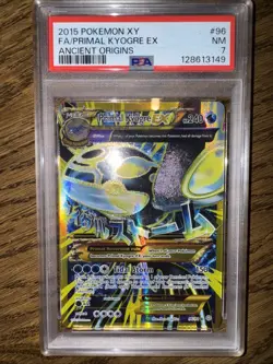 2015 POKEMON XY ANCIENT ORIGINS #96 FULL ART/PRIMAL KYOGRE EX PSA 7 - Image 1