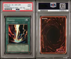 PSA 9 YUGIOH Legend of Blue Eyes White Dragon LOB 053 Raigeki 1st Edition - Image 3