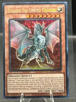 YuGiOh Timaeus The United Dragon MP23-EN003 1st Edition Prismatic Secret Rare - Image 1