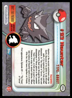 Pokemon Cards Haunter #93 Topps Trading Cards Series 2 LP *3 - Image 2