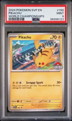PSA 9 MINT Pikachu 190 Sv: S&V Black Star Promo Card World Championships - Image 1