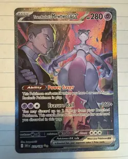 Pokemon Team Rockets Mewtwo EX Special Illustration Card 231/182 Destined Rivals - Image 1
