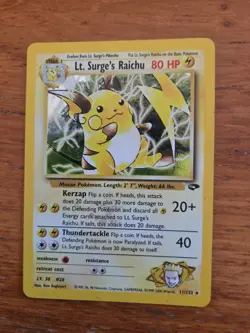 Lt. Surge’s Raichu - Gym Challenge Rare Holo 11/132 Pokemon Card Rare - Image 1