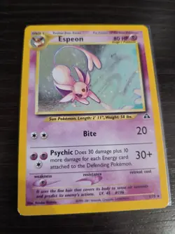 Pokemon TCG Espeon Neo Discovery 1/75 Vintage Unlimited Holo Rare Card - Image 1