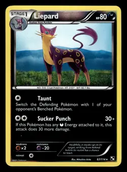 Liepard 67/114 Reverse Holo Black & White Pokemon Card - Image 1
