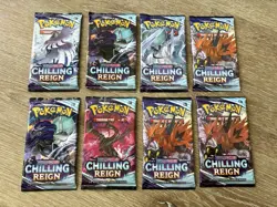 Pokemon TCG Chilling Reign Booster Pack Lot of 8 Sealed Sword & Shield - Image 1