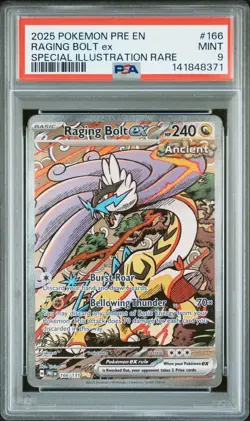 2025 POKEMON PRE EN-PRISMATIC EVOLUTIONS #166 RAGING BOLT EX PSA 9 - Image 1