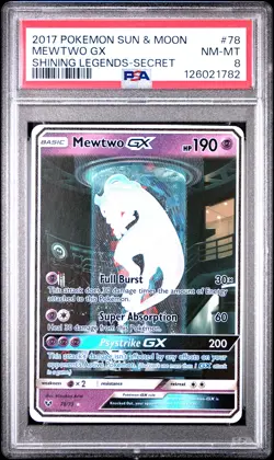 2017 POKEMON SUN & MOON SHINING LEGENDS SECRET #78 MEWTWO GX PSA 8 - Image 1