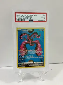2023 POKEMON SWSH BLACK STAR PROMO CROWN ZENITH TIN #284 GALARIAN MOLTRES PSA 9 - Image 1
