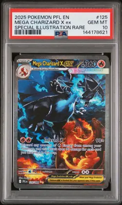 2025 Pokemon Phantasmal Flames #125 Mega Charizard X EX SIR PSA 10 - Image 1