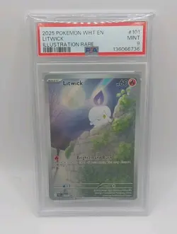 Pokemon TCG - Litwick 101/086 White Flare Holo Illustration Secret Rare - PSA 9 - Image 1