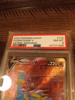 2022 POKEMON SWORD & SHIELD ASTRAL RADIANCE #172 FULL ART/MACHAMP V PSA 8 Slab - Image 2