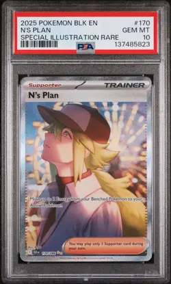 2025 POKEMON BLK EN-BLACK BOLT 170 N'S PLAN SPECIAL ILLUSTRATION RARE 170/086 - Image 1