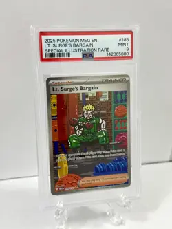 2025 POKEMON MEGA EVOLUTION SPECIAL ILLUSTRATION RARE LT. SURGE'S BARGAIN PSA 9 - Image 2