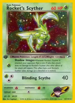 Pokemon TCG Gym Heroes Rockets Scyther 13/132 Holo NM - Image 1