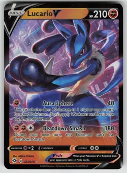 LUCARIO V 027/073 HOLO RARE V CHAMPION'S PATH POKEMON NM/M - Image 1