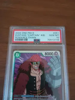 2022 ONE PIECE ENG ROMANCE DAWN EUSTASS CAPTAIN KID OP01-051 SR PSA 10 - Image 2