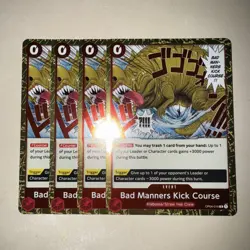 One Piece TCG OP04-016 X4 Playset Bad Manners Kick Course Rare English CCG - Image 1