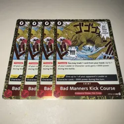 One Piece TCG OP04-016 X4 Playset Bad Manners Kick Course Rare English CCG - Image 2