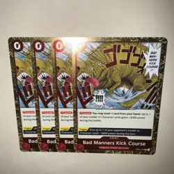 One Piece TCG OP04-016 X4 Playset Bad Manners Kick Course Rare English CCG - Image 3
