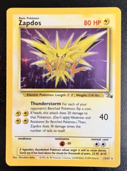 Zapdos - Holo Rare - 15/62 Fossil Set Pokemon Card - Image 1