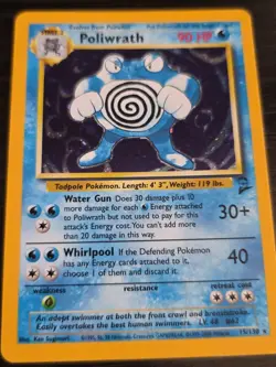 Poliwrath Base Set 2 Holo Rare Pokemon TCG Card 15/130 Unlimited Edition LP - Image 4