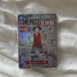 One Piece CCG Monkey D. Luffy US Voyage Promo Holo Character Card 5000 Power - Image 1