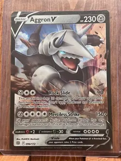 POKEMON Aggron V - SWSH09: Brilliant Stars - Ultra Rare - 096/172 - NM - Image 1