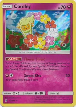 Pokemon - Comfey - 93/145 - Holo Rare - Sun & Moon Guardians Rising - NM - Image 1