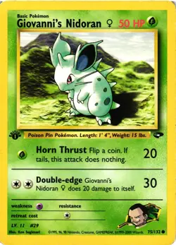 Pokemon TCG Gym Challenge 1st Edition Giovanni's Nidoran 75/132 DMG - Image 1