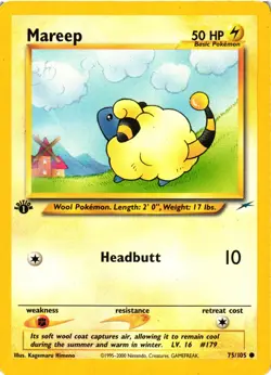 Pokemon TCG 1st Edition Mareep 75/105 Neo Destiny MP/HP - Image 1