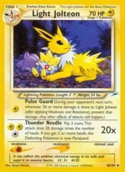 Light Jolteon - 48/105 - Uncommon - Unlimited Edition HP, English Pokemon Neo De - Image 1