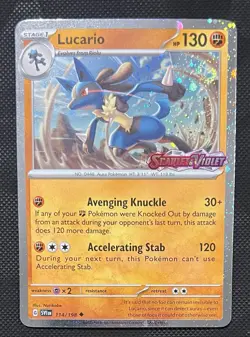 2023 Pokemon Lucario 114/198 Cosmos Holo Scarlet & Violet Stamped LP - Image 1