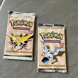 2 WOTC Pokemon Fossil Booster Packs Zapdos & Aerodactyl Art Sealed - Image 1