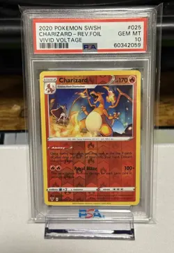 POKEMON CHARIZARD VIVID VOLTAGE REV FOIL HOLO RARE #025 PSA 10 - Image 1
