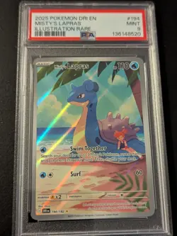 2025 Pokemon Destined Rivals Illustration Rare Misty's Lapras Holo #194 PSA 9 - Image 1