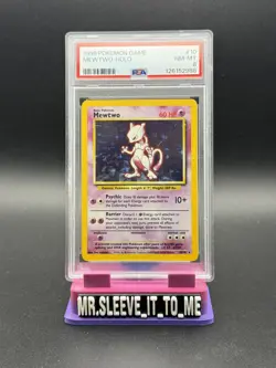 1999 POKEMON BASE SET UNLIMITED MEWTWO HOLO RARE PSA 8 NM-MT 10/102 - Image 1