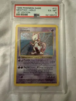 1999 POKEMON BASE SET 1ST EDITION #10 MEWTWO-HOLO PSA 6 - Image 1