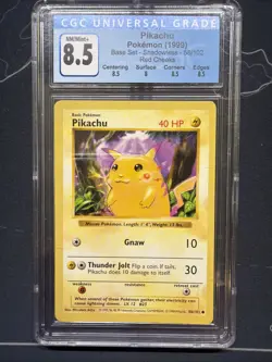 Pokemon Base Set 1999 Shadowless Pikachu Red Cheeks 58/102 CGC 8.5 NM/Mint+ - Image 1