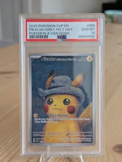 2023 Pokemon SVP Van Gogh Promo #085 Pikachu Grey Felt Hat PSA 10 - Image 1