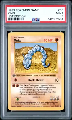 1999 POKEMON BASE SET 1ST EDITION #56 ONIX PSA 9 - Image 1