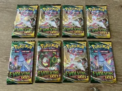 Pokemon TCG Evolving Skies Booster Pack Lot of 8 Sealed Sword & Shield - Image 1