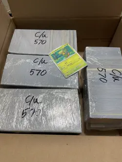Pokemon 4,560 Ea. SwSh/SV Common & Uncommon Bulk Cards, Lg USPS Flat Rt. Box - Image 1