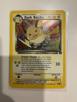 Dark Raichu 83/82 Team Rocket Holo LP Vintage Pokemon card - Image 1