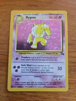 Pokemon TCG Hypno Fossil 8/62 Holo Rare Unlimited 90 HP English Card - Image 1