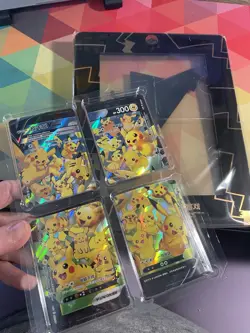 Pokemon Chinese Pikachu V-UNION 4 Card Set Plus Acrylic Frame - NEW! - Image 1