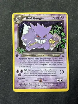 Bud Gengar Custom Fan Art Pokemon Card Marijuana - Image 1